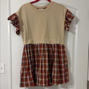 Plaid Ruffle Sleeve Dress